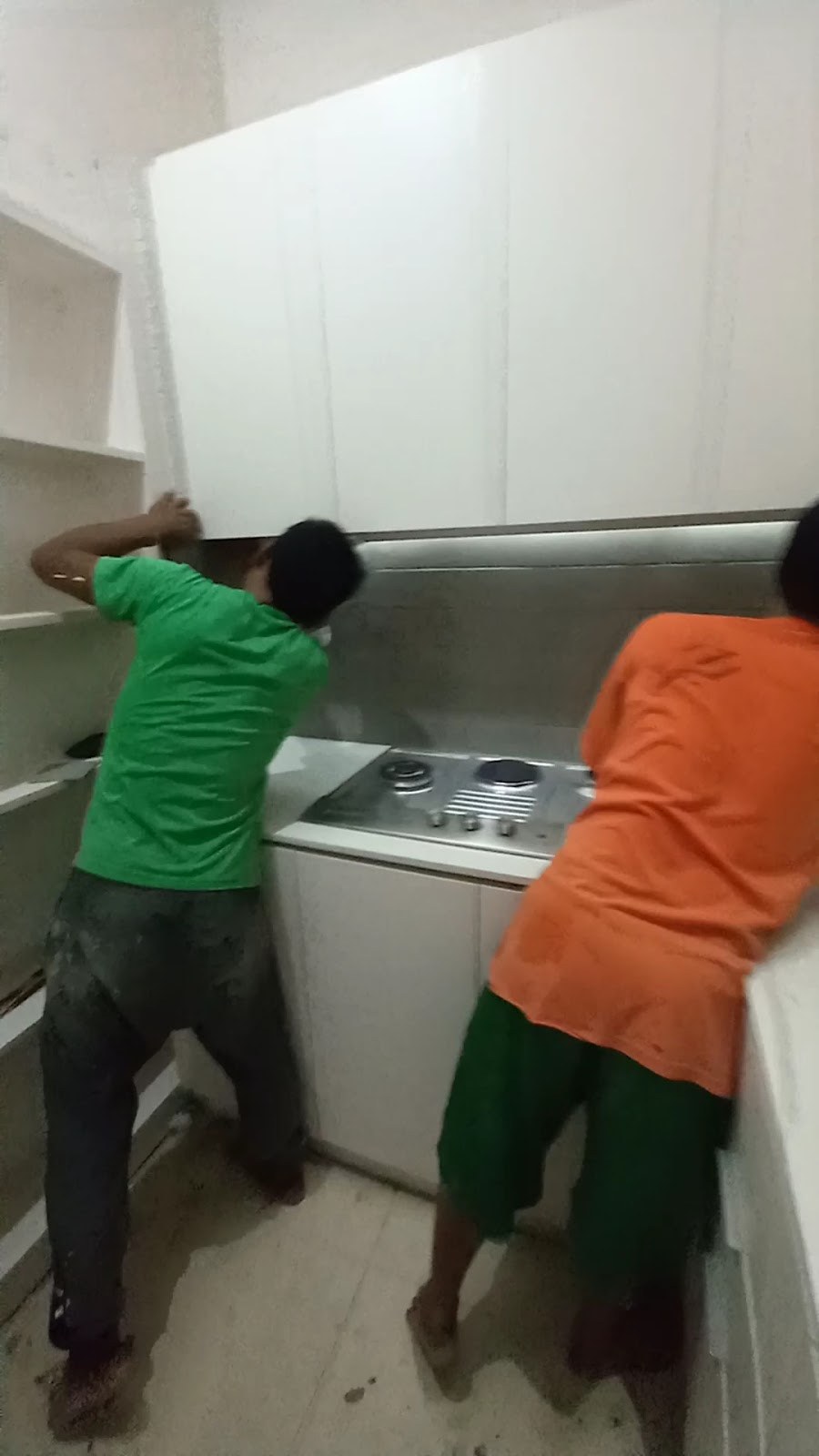 MS Gabaldon team installing modular kitchen cabinets
